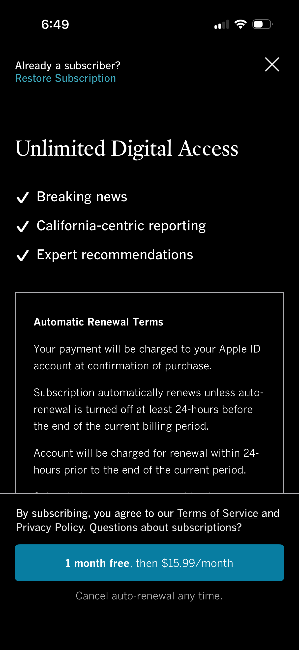 la-times paywall screenshot